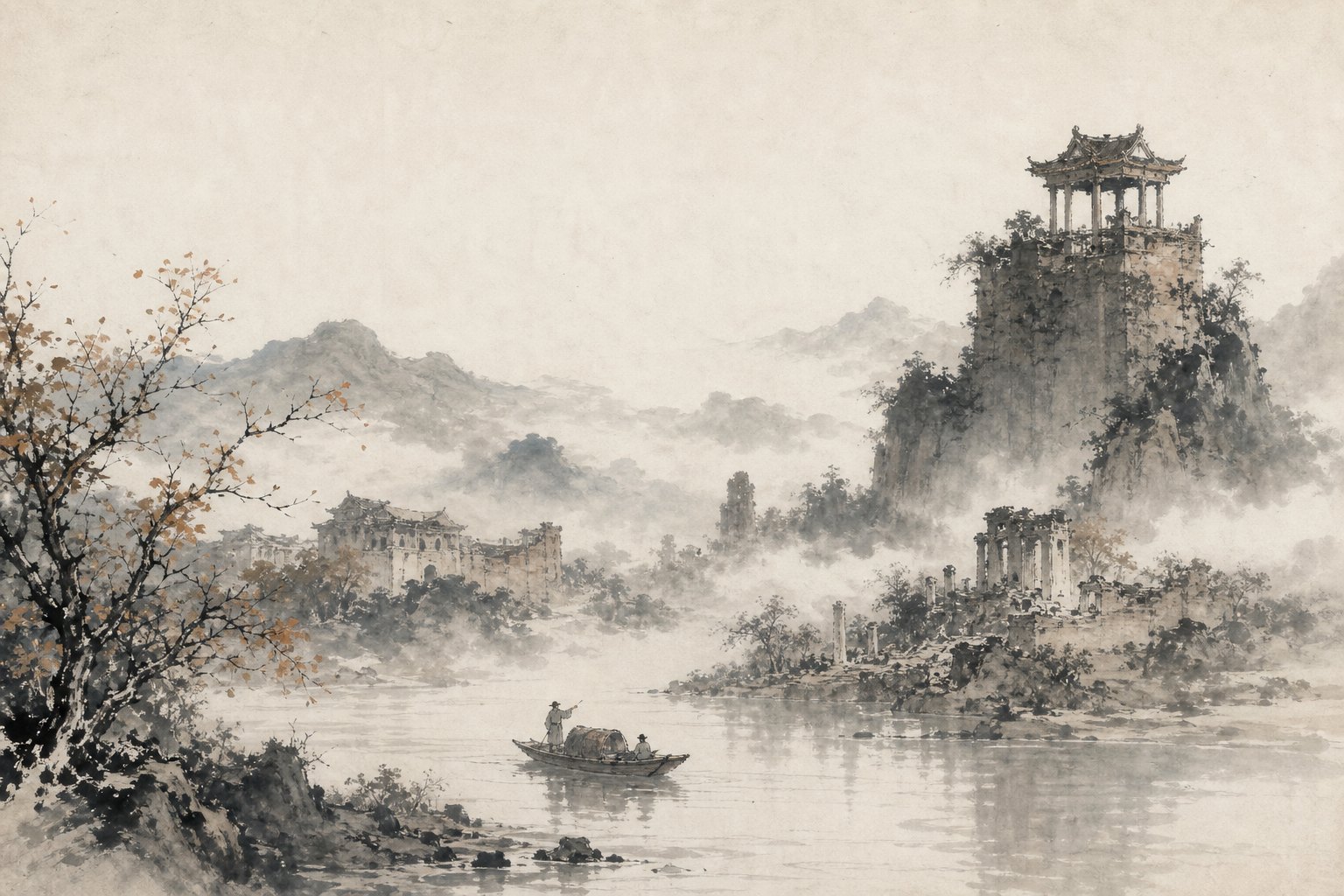 《咏怀古迹五首 其二》水墨写意插图